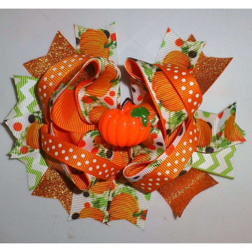 Halloween Pumpkin Patch Girls 5-Inch Hair Bow Clip